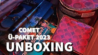 Unboxing COMET Feuerwerk Überraschungskartom Paket groß 2023  Silvester Batterien [upl. by Llertnad281]