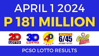 Lotto Result April 1 2024 9pm PCSO [upl. by Slinkman69]