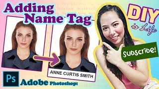 Adobe Photoshop Tutorial How to Add Name Tag on an ID Picture [upl. by Aivata]