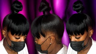 Top Knot Bun with Faux Chinese Bang [upl. by Dorin]