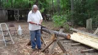 How to use a Drawknife to Debark a pine log [upl. by Owain]