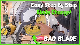 How to Change a Mitre Saw Blade  Dewalt Chop Saw Blade Change  DWS779 [upl. by Naugan798]