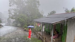 Walking in the rain of Great Thunder in the village Red soil  Hypnotized Weather and calming [upl. by Schiff229]