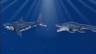 megalodon vs mosasaurus [upl. by Llehsem]