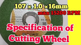 Specification of Cutting Wheel [upl. by Ewold719]