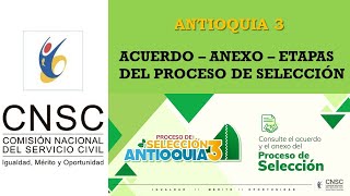 ANTIOQUIA 3  PROCESO DE SELECCIÓN  CNSC [upl. by Aner93]