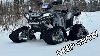 DEEP Snow Rip Polaris Sportsman 1000 With Tracks [upl. by Lelah]