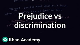 Prejudice vs discrimination  Individuals and Society  MCAT  Khan Academy [upl. by Adlihtam]