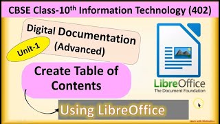 Create Table of Contents  Digital Documentation  Class 10 informationtechnology libreoffice [upl. by Chemarin]