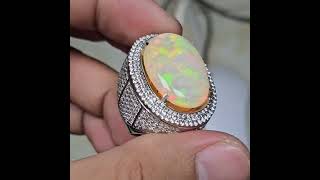 Natural Rainbow Yellowish White Opal Kalimaya Ethiopia No Treatment 2112 carats Certificate MRI lab [upl. by Ahsinej801]