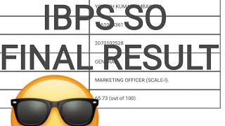 MY IBPS SO Marketing Officer result 11 Marks more than final cut off 🤞🤞 Finally Government Job🔥🔥 [upl. by Llenwad119]