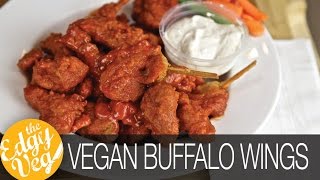 How to Make VEGAN Buffalo Hot Wings  Vegetarian Chicken Wings  The Edgy Veg [upl. by Akinek]