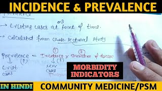 Morbidity indicators  Incidence amp Prevalence  Measurement in health 34  Community MedicinePSM [upl. by Oaht101]