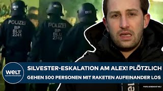 BERLIN SilvesterEskalation am Alexanderplatz 500 Personen gehen mit Böllern aufeinander los [upl. by Ellehs868]