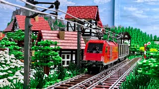 Massive Lego train layout with 9 running Lego trains Remake [upl. by Abrahamsen]