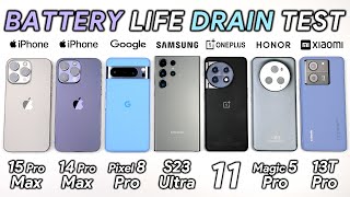 iPhone 15 Pro Max vs 14 Pro Max  Pixel  Samsung  OnePlus  Honor  Xiaomi Battery Life Test [upl. by Bainbridge]