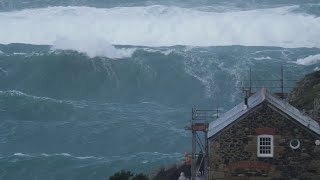 WHOA Colossal waves crash onto Cape Cornwall Coast [upl. by Ancilin600]