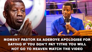 MOMENT PASTOR EA ADEBOYE TENDER PUBLIC APOLOGIES FOR SAYING THIS ABOUT TITHE [upl. by Amerak319]