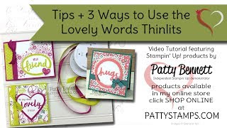 3 Ways to use the Lovely Words thinlits from Stampin Up [upl. by Neirb]