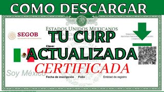 Cómo obtener tu nueva CURP certificada y verificada en línea [upl. by Garling]