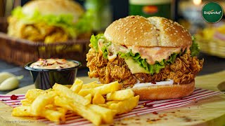 Crispy Chicken Burger Recipe by SooperChef [upl. by Tamarah178]