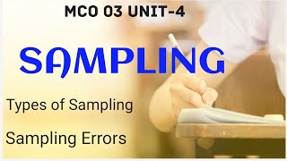 MCO03 Unit4  Sampling Types of Sampling Sampling Errors Malayalam Class [upl. by Leamhsi262]