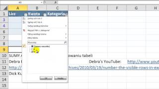 Excel  Kolumna liczącą przefiltrowane wiersze w tabeli napraw błąd SUMYCZĘŚCIOWE  sztuczki 56 [upl. by Culberson]