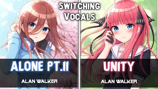 「Nightcore」→ Alone Pt II ✘ Unity Alan Walker  Switching Vocals [upl. by Hanauq96]