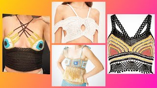 crochet patterns fashion design with embroidery peach ⛱️ style top [upl. by Any]