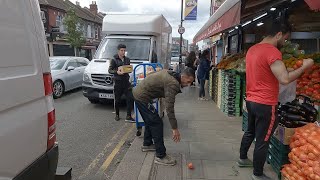 WILLESDEN Willesden Green Station – Walm Lane – High Road on Saturday  London NW10 – N063 4K [upl. by Tnayrb512]