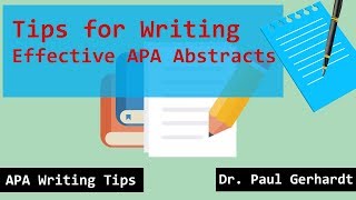 APA Abstract Tips for writing an Abstract  Dr Paul Gerhardt [upl. by Len]