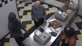 Polite Armed Robber Apologizes While Stealing Money From Pizzeria [upl. by Carrelli]