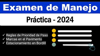 Examen de Manejo DMV Reglas de Prioridad de Paso Marcas en el Pavimento Estacionamiento en Bordill [upl. by Ahsakal]