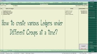 Creating multiple Ledgers under different Groups in Tally [upl. by Wachter]