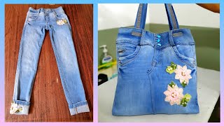 BOLSO CON JEANS RECICLADOS Tutorial Nuevo Modelo [upl. by Ani]