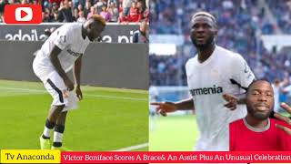 Victor Boniface Scores A Brace amp An Assist In Bayer Leverkusen Win Amidst Unusual Celebration [upl. by Dusen]