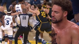 KLAY amp DRAYMOND SHOCKING FIGHT VS GOBERT amp WOLVES GOES AT EACH OTHER NECK JERSEYS TORN FULL FIGHT [upl. by Boarer]