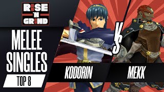 KoDoRiN Marth vs Mekk Ganondorf  Melee Singles Losers Quarters  Rise N Grind 2023 [upl. by Einahets534]