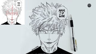 How to draw Gojo Satoru from Jujutsu Kaisen  How to draw anime step by step  Easy anime drawing [upl. by Mathian]