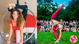 Sofie Dossi Vs Rybka Twins and Anna Mcnulty  Best Gymnastics Skills Battle  New Videos Compilation [upl. by Ahker279]