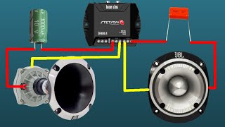 Como ligar Driver Ti e Super Tweeter  Como ligar juntos CORRETAMENTE capacitor somautomotivo [upl. by Allsun]