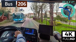 Bus 206 RATP  Le PlessisTrévise  Place de VerdunNoisyleGrand Mont dEst RER  4K60FPS [upl. by Roosevelt]