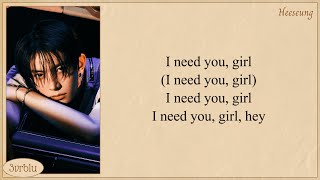 ENHYPEN I NEED U Original by BTS Easy Lyrics [upl. by Aenneea]