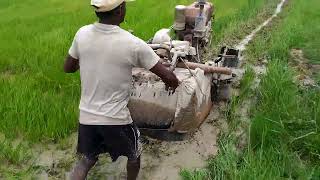 My Power Tiller Going To Puddling In Deep Mud  Rice Field Preparation For Rainy Season [upl. by Allister]