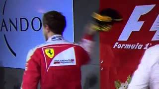 HILARIOUS Vettel throwing 2nd place cap to Hamilton [upl. by Etteroma]