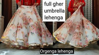 full gher umbrella lehenga cutting and stitching Organza lehenga cutting and stitching [upl. by Aizirtap]