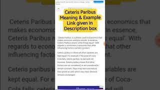 Ceteris Paribus  Lets Learn the Terms Series Economics shorts [upl. by Shalom]