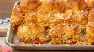 Greek Chicken amp Cheese Phyllo Pie Kotopita updates [upl. by Atinuaj44]