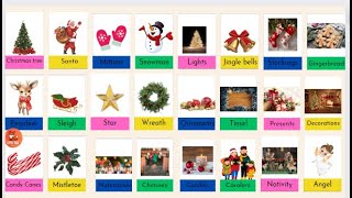 Flash Cards  Christmas Vocabulary Words for Kids kids christmas santaclaus [upl. by Aicinad869]