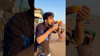 Beach par khaya burf ka gola 😍🍧 ytshorts shorts [upl. by Enaed]